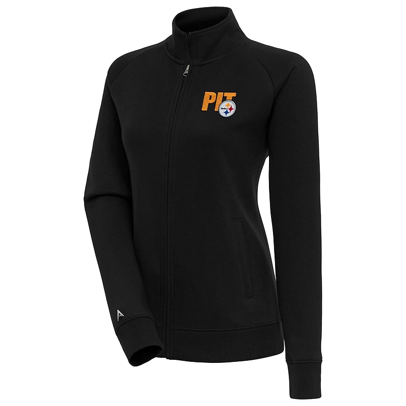 Women's Antigua  Black Pittsburgh Steelers Victory Full-Zip Jacket