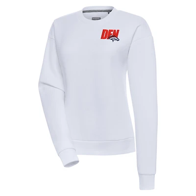 Women's Antigua  White Denver Broncos Victory Pullover Sweatshirt