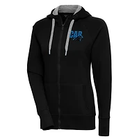 Women's Antigua  Black Carolina Panthers Victory Full-Zip Hoodie