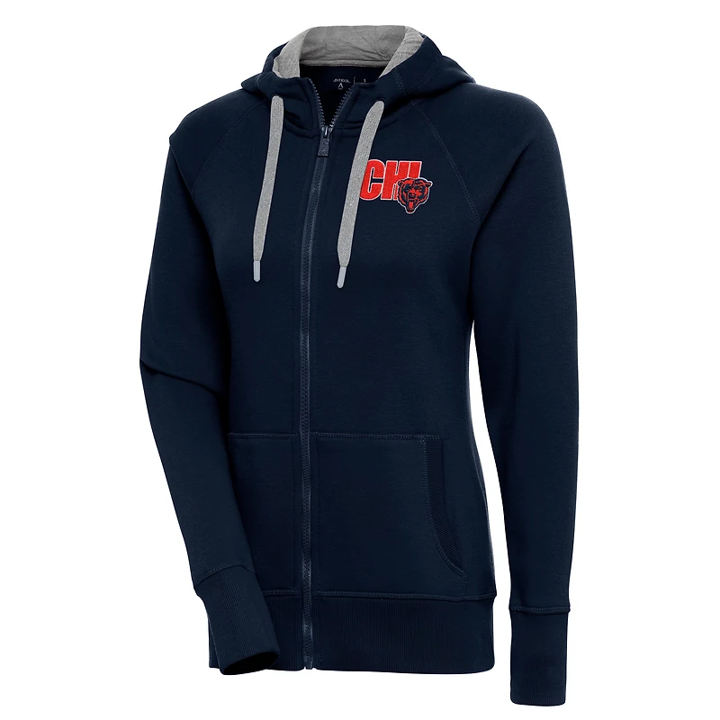Women's Antigua  Navy Chicago Bears Victory Full-Zip Hoodie