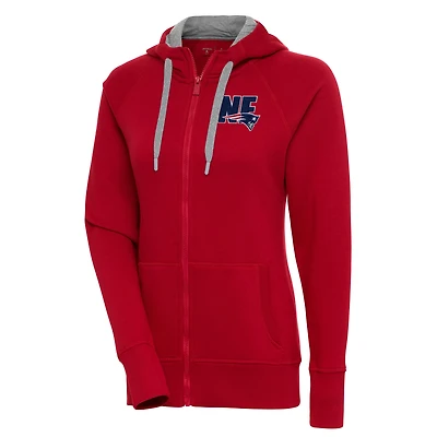 Women's Antigua  Red New England Patriots Victory Full-Zip Hoodie