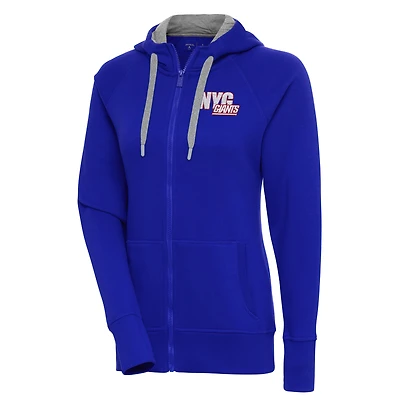 Women's Antigua  Royal New York Giants Victory Full-Zip Hoodie