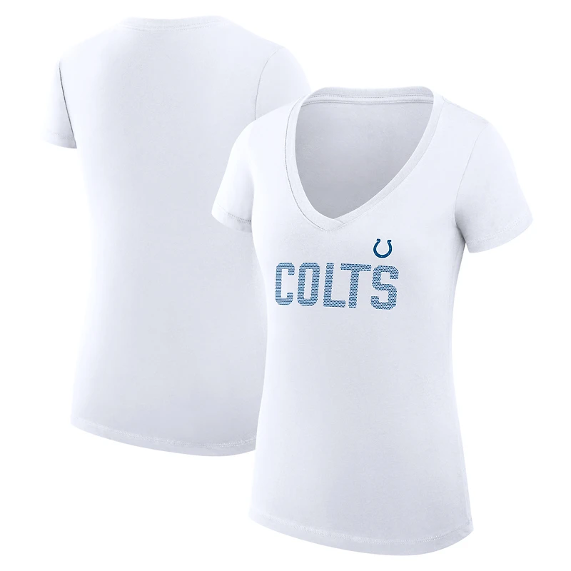 Women's G-III 4Her by Carl Banks White Indianapolis Colts Super-Slim Fit Lightweight Dot Print V-Neck T-Shirt