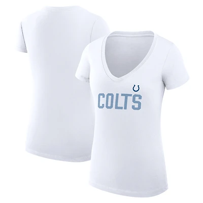Women's G-III 4Her by Carl Banks White Indianapolis Colts Super-Slim Fit Lightweight Dot Print V-Neck T-Shirt