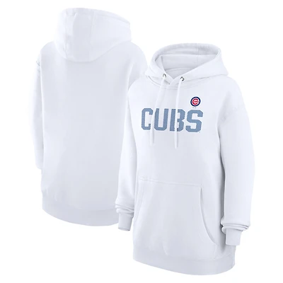 Women's G-III 4Her by Carl Banks  White Chicago Cubs Dot Print Pullover Hoodie