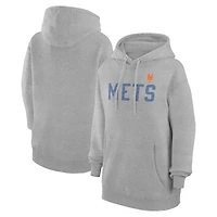 Women's G-III 4Her by Carl Banks  Gray New York Mets Dot Print Pullover Hoodie