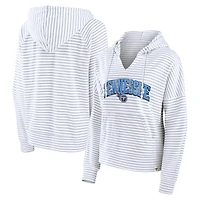 Women's Fanatics White/Gray Tennessee Titans Striped Notch Neck Pullover Hoodie