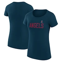 Women's G-III 4Her by Carl Banks Navy Los Angeles Angels Super-Slim Fit Lightweight Dot Print T-Shirt