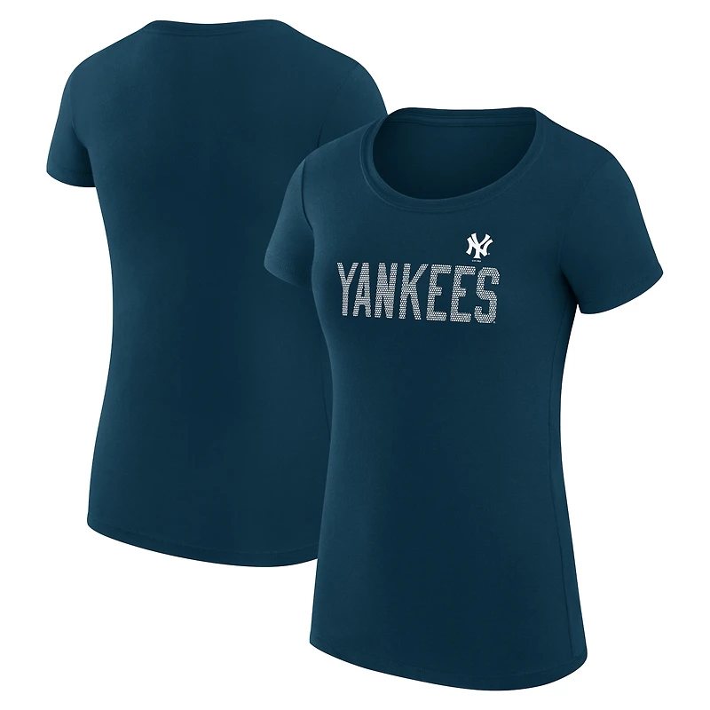 Women's G-III 4Her by Carl Banks Navy New York Yankees Super-Slim Fit Lightweight Dot Print T-Shirt