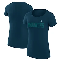 Women's G-III 4Her by Carl Banks Navy Seattle Mariners Super-Slim Fit Lightweight Dot Print T-Shirt