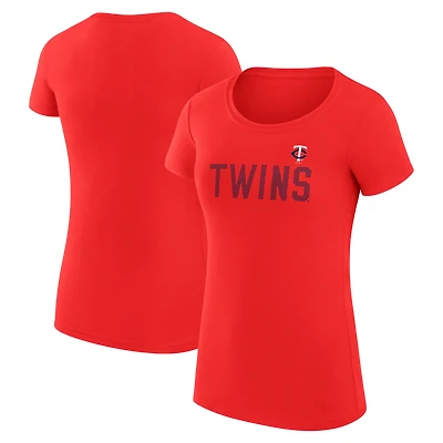 Women's G-III 4Her by Carl Banks Red Minnesota Twins Super-Slim Fit Lightweight Dot Print T-Shirt