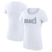 Women's G-III 4Her by Carl Banks White Atlanta Braves Super-Slim Fit Lightweight Dot Print T-Shirt