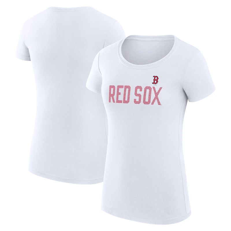 Women's G-III 4Her by Carl Banks White Boston Red Sox Super-Slim Fit Lightweight Dot Print T-Shirt
