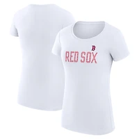 Women's G-III 4Her by Carl Banks White Boston Red Sox Super-Slim Fit Lightweight Dot Print T-Shirt