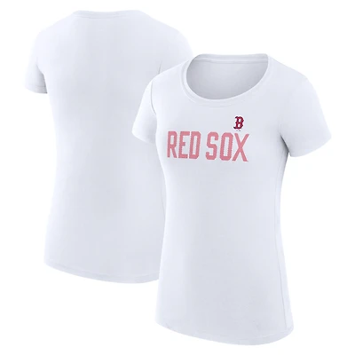 Women's G-III 4Her by Carl Banks White Boston Red Sox Super-Slim Fit Lightweight Dot Print T-Shirt
