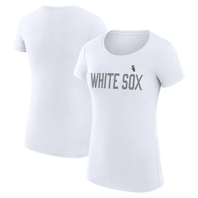 Women's G-III 4Her by Carl Banks White Chicago White Sox Super-Slim Fit Lightweight Dot Print T-Shirt