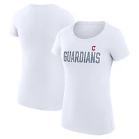 Women's G-III 4Her by Carl Banks White Cleveland Guardians Super-Slim Fit Lightweight Dot Print T-Shirt