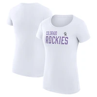 Women's G-III 4Her by Carl Banks White Colorado Rockies Super-Slim Fit Lightweight Dot Print T-Shirt