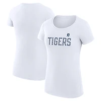 Women's G-III 4Her by Carl Banks White Detroit Tigers Super-Slim Fit Lightweight Dot Print T-Shirt