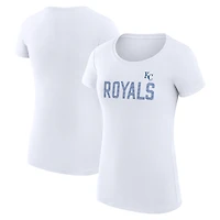 Women's G-III 4Her by Carl Banks White Kansas City Royals Super-Slim Fit Lightweight Dot Print T-Shirt