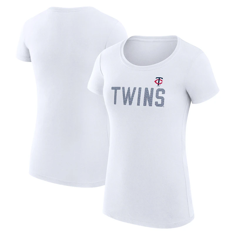Women's G-III 4Her by Carl Banks White Minnesota Twins Super-Slim Fit Lightweight Dot Print T-Shirt
