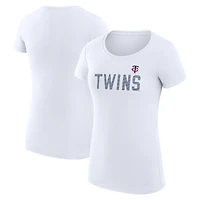 Women's G-III 4Her by Carl Banks White Minnesota Twins Super-Slim Fit Lightweight Dot Print T-Shirt