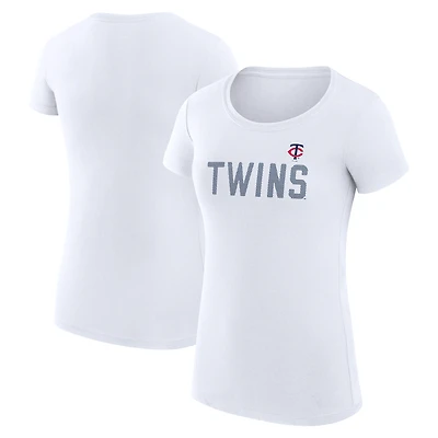 Women's G-III 4Her by Carl Banks White Minnesota Twins Super-Slim Fit Lightweight Dot Print T-Shirt