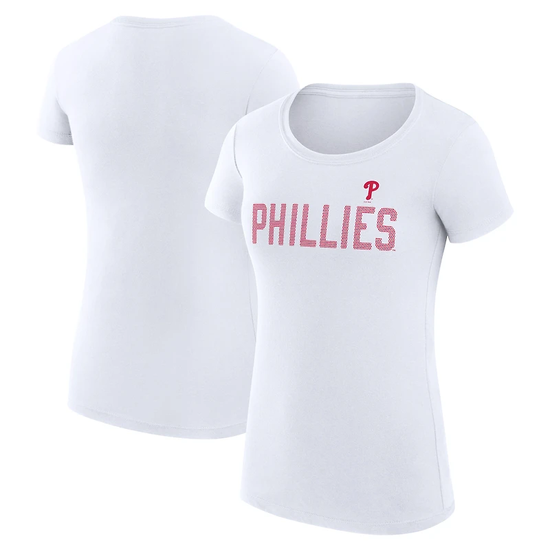 Women's G-III 4Her by Carl Banks White Philadelphia Phillies Super-Slim Fit Lightweight Dot Print T-Shirt