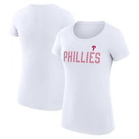 Women's G-III 4Her by Carl Banks White Philadelphia Phillies Super-Slim Fit Lightweight Dot Print T-Shirt
