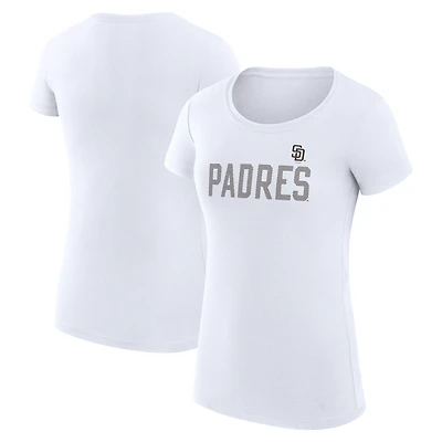 Women's G-III 4Her by Carl Banks White San Diego Padres Super-Slim Fit Lightweight Dot Print T-Shirt