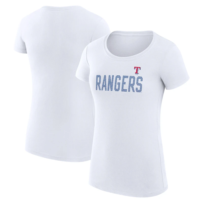 Women's G-III 4Her by Carl Banks White Texas Rangers Super-Slim Fit Lightweight Dot Print T-Shirt