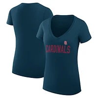 Women's G-III 4Her by Carl Banks Navy St. Louis Cardinals Super-Slim Fit Lightweight Dot Print V-Neck T-Shirt