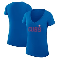 Women's G-III 4Her by Carl Banks Royal Chicago Cubs Super-Slim Fit Lightweight Dot Print V-Neck T-Shirt