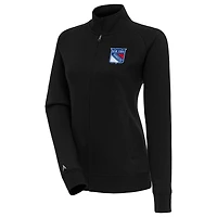 Women's Antigua Black New York Rangers Victory Full-Zip Jacket