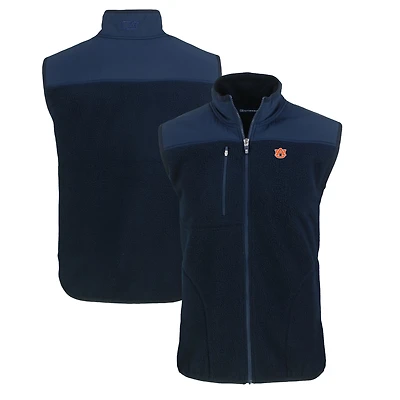Men's Cutter & Buck  Navy Auburn Tigers Big & Tall Cascade Eco Sherpa Fleece Full-Zip Vest