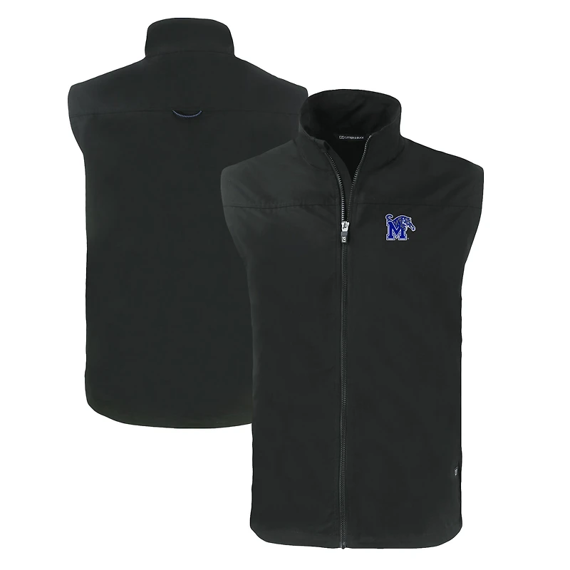 Men's Cutter & Buck  Black Memphis Tigers Big & Tall Charter Eco Full-Zip Vest