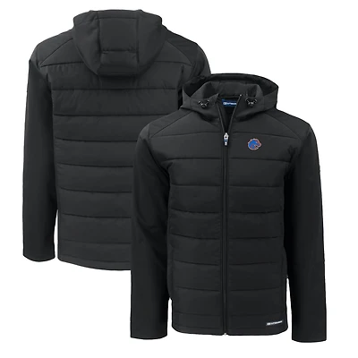 Men's Cutter & Buck  Black Boise State Broncos Big & Tall Evoke Hybrid Eco Softshell Recycled Full-Zip Hoodie