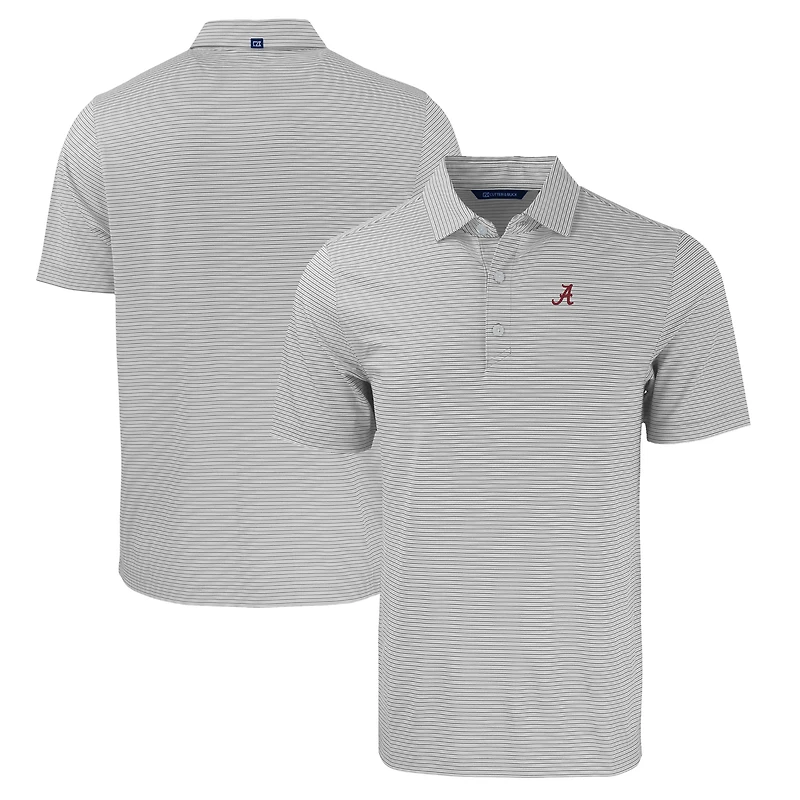 Men's Cutter & Buck  Gray/White Alabama Crimson Tide Big & Tall Forge Eco Double Stripe Stretch Recycled Polo