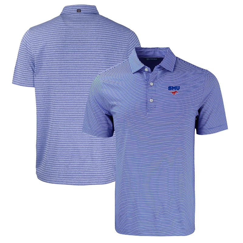 Men's Cutter & Buck  Royal SMU Mustangs Big & Tall Forge Eco Double Stripe Stretch Recycled Polo