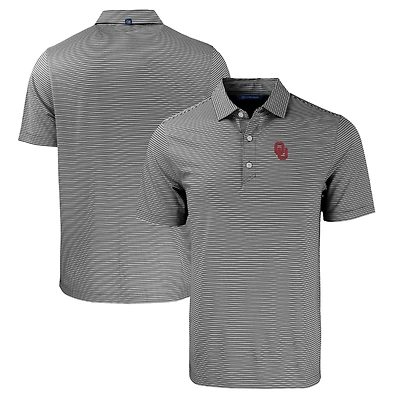 Men's Cutter & Buck  Black/White Oklahoma Sooners Big & Tall Forge Eco Double Stripe Stretch Recycled Polo