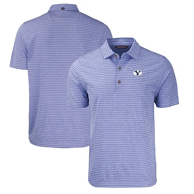 Men's Cutter & Buck Heather Royal BYU Cougars Big & Tall Forge Eco Stripe Stretch Recycled Polo