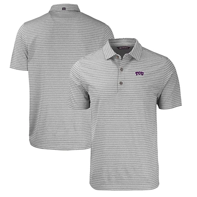 Men's Cutter & Buck  Heather Gray TCU Horned Frogs Big & Tall Forge Eco Heather Stripe Stretch Recycled Polo