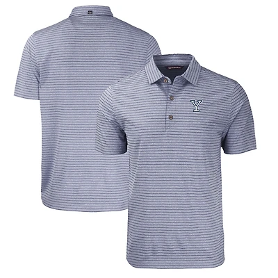 Men's Cutter & Buck  Heather Navy Yale Bulldogs Big & Tall Forge Eco Heather Stripe Stretch Recycled Polo