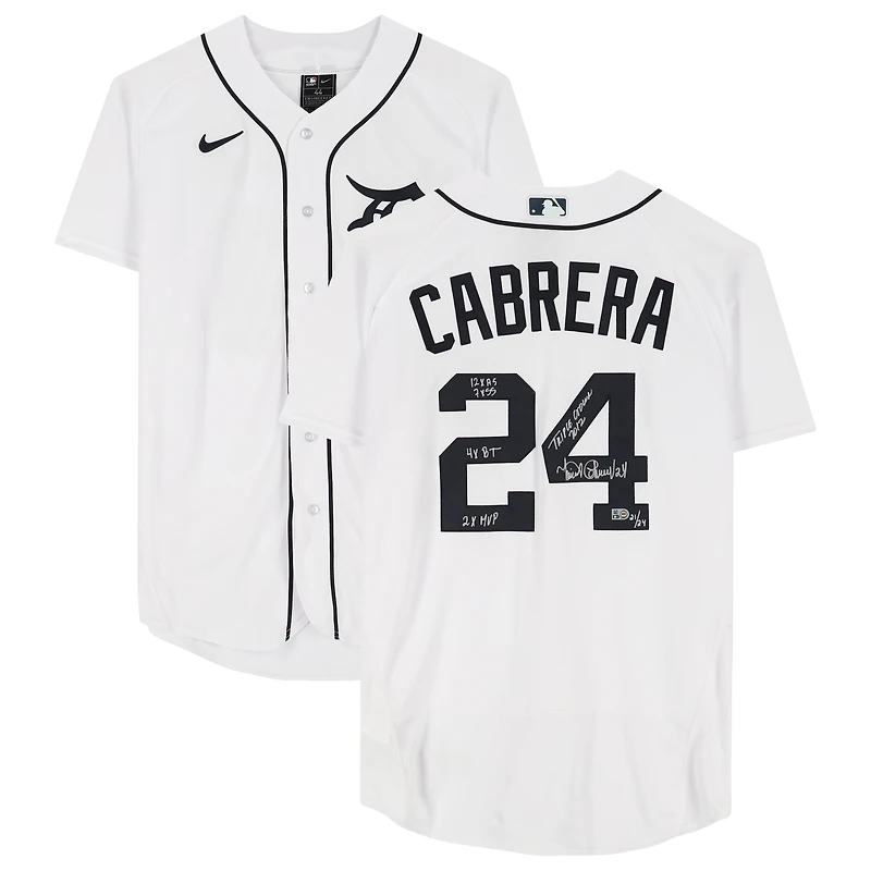 Miguel Cabrera Detroit Tigers Autographed Nike Authentic Jersey with Multiple Inscriptions - Limited Edition of 24