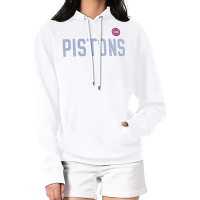 Women's G-III 4Her by Carl Banks  White Detroit Pistons Dot Print Pullover Hoodie