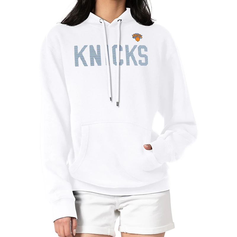 Women's G-III 4Her by Carl Banks White New York Knicks Dot Print Pullover Hoodie