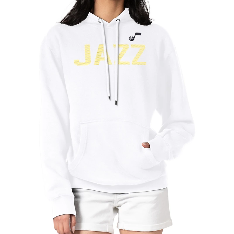 Women's G-III 4Her by Carl Banks White Utah Jazz Dot Print Pullover Hoodie