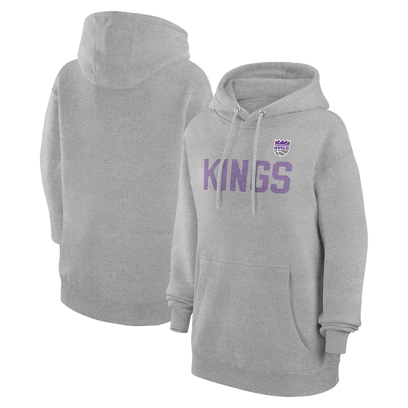 Women's G-III 4Her by Carl Banks  Heather Gray Sacramento Kings Dot Print Pullover Hoodie