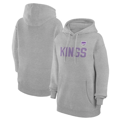 Women's G-III 4Her by Carl Banks  Heather Gray Sacramento Kings Dot Print Pullover Hoodie