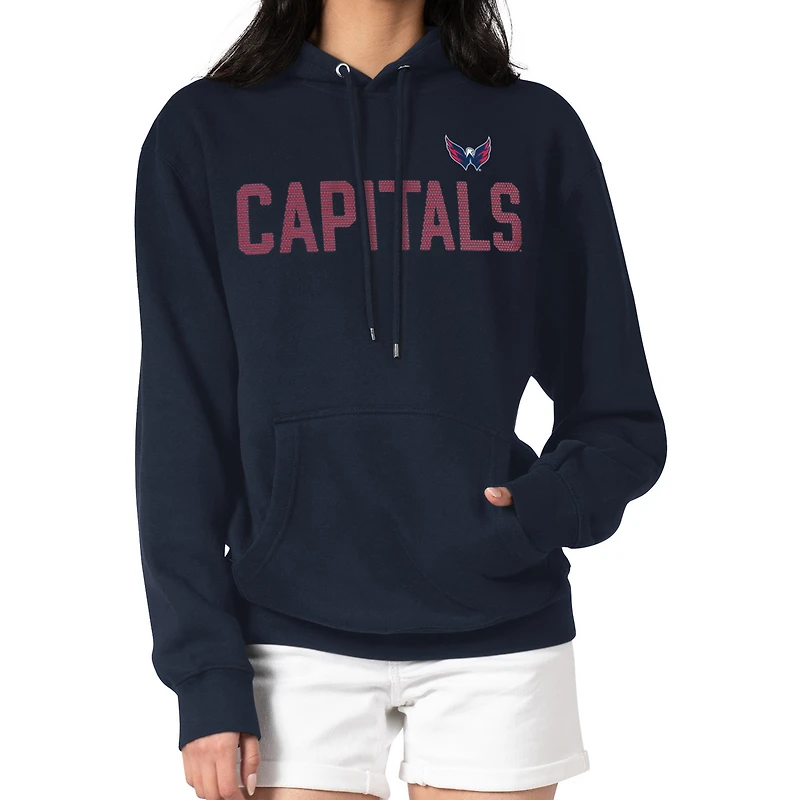 Women's G-III 4Her by Carl Banks Navy Washington Capitals Dot Print Pullover Hoodie